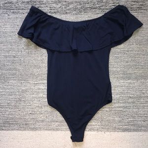 Navy off the shoulder bodysuit